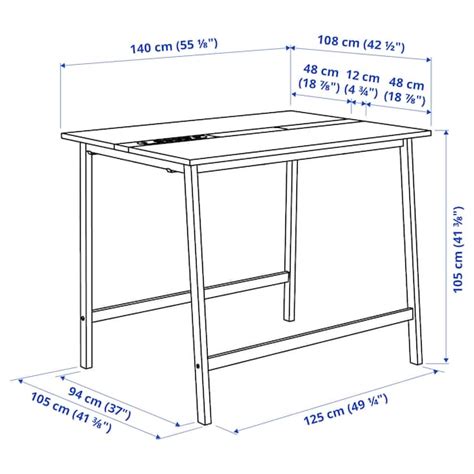 MITTZON conference table, white/black, 140x108x105 cm (551/8x421/2x413 ...