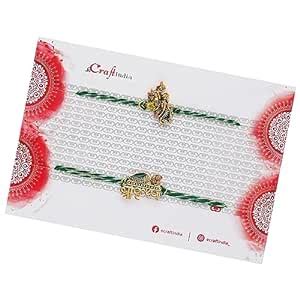 Buy eCraftIndia Green & Golden Set of 2 Shri Krishna and Radha Krishna ...