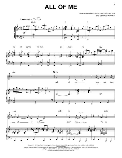 All Of Me by Billie Holiday Sheet Music for Piano & Vocal at Sheet ...