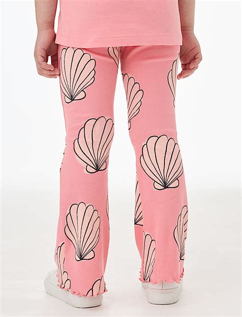 Buy Cotton Rich Shell Print Kick Flare Leggings (2-8 Yrs) at Marks ...