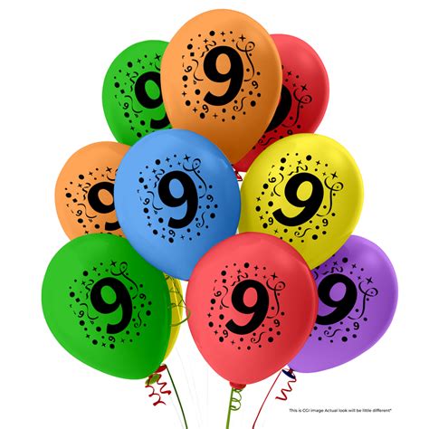 The Magic Balloons-9 Number Balloons Latex Balloons With Banner For ...