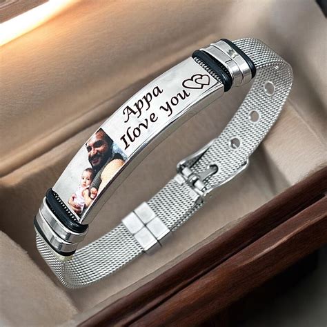 Mesh Stainless Steel Gold Silver Customized Personalised Laser Engrave ...