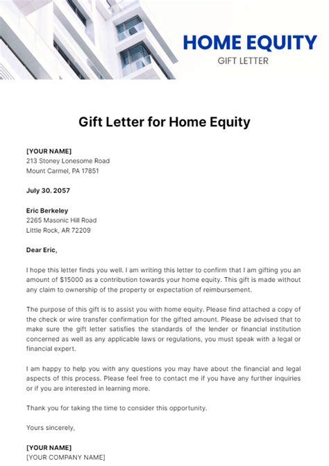 Free Gift Letter for Home Equity Template to Edit Online