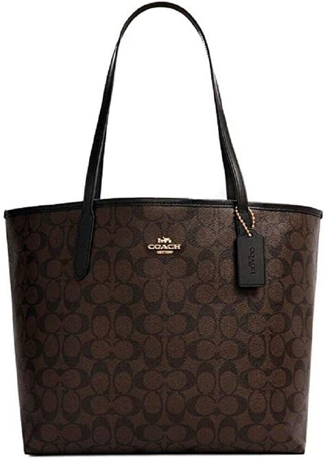 Designer Coach Womens 5696 City Tote, Signature Canvas Handbags, Brown ...