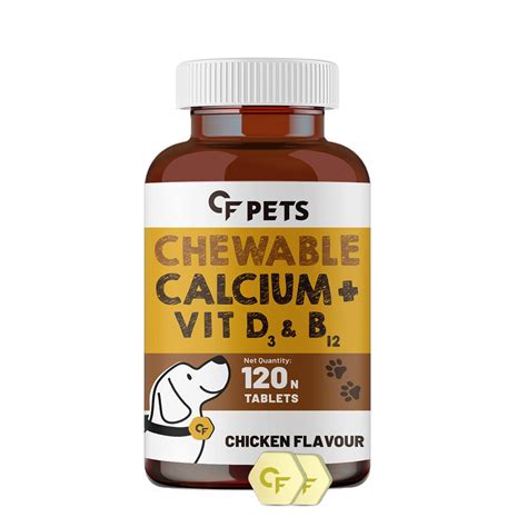CF Pets Chewable Calcium Tablet - Calcium for Dogs Supplement with Vit ...