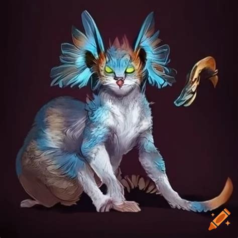 A mythical hybrid animal, cat-like and bird-bodied on Craiyon