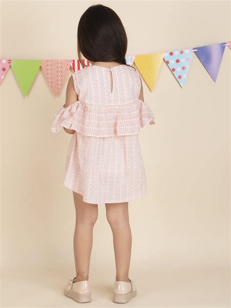 Polka Tots Halfsleeves Zig zag print frock with headband -Pink ...