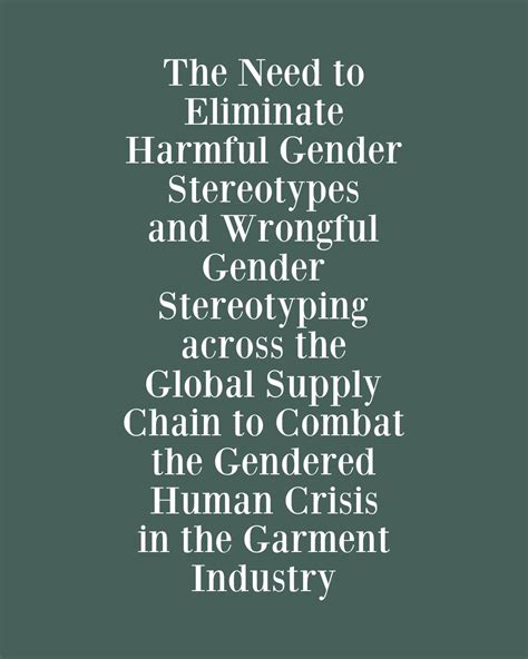 The Need to Eliminate Harmful Gender Stereotypes and Wrongful Gender ...