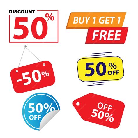 Collection of discount sale tags for shop banner promotion | Premium Vector