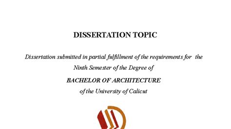 Dissertation Report for B.Arch Degree - DGAVEBC015 - Studocu