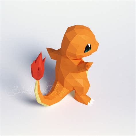3d Papercraft Pokemon Charmander PDF SVG DXF Templates - Inspire Uplift
