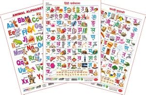 Spectrum Set of 3 Educational Wall Charts (Animals Alphabet, Hindi ...