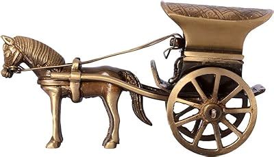 Buy Two Moustaches Brass Horse Cart Replica Decor Showpiece, Standard ...