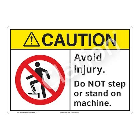 Clarion Safety Systems ANSI/ISO Compliant Caution Avoid Injury Safety ...