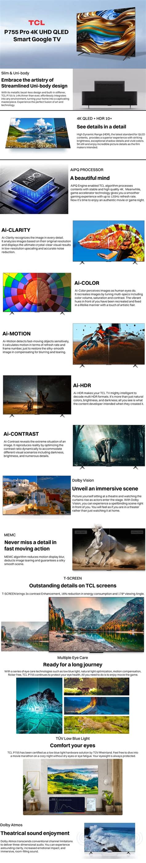 TV :: TCL :: TCL P755 Pro 4K QLED Google TV | Dolby Atmos | 165 cm (65 ...