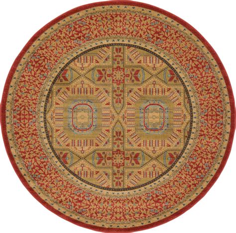 Buy Rugs.com Amina Collection Rug – 6 Ft Round Red Medium-Pile Rug ...