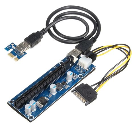 006c 6pin pcie pci 1x to 16x express riser card usb 3.0 4 capacitance ...