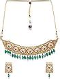 Buy Priyaasi Designer Kundan And Pearl Studded With Green Stones Gold ...