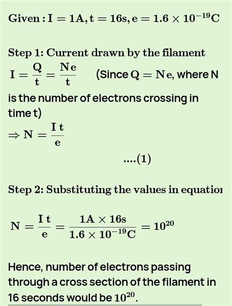 A current of 1 mA (milli-Ampere) is drawn by a filament of an electric ...