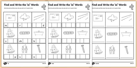Ai Words Phonics Differentiated Worksheet Pack - Twinkl