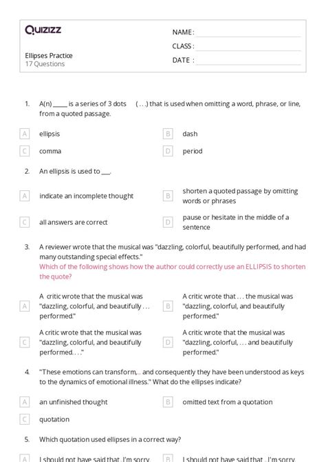 50+ Ellipses worksheets for 7th Class on Quizizz | Free & Printable