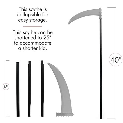 Skeleteen Grey Death Scythe Staff - Grim Reaper Death Costume ...