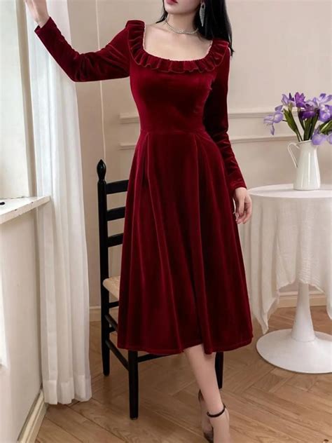 Fit & Flare Square Neck Red Party Dress | Savana | Bestsellers