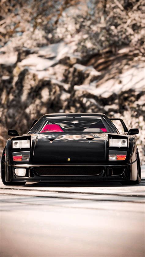 Download Black Ferrari F40 Car Iphone Wallpaper | Wallpapers.com