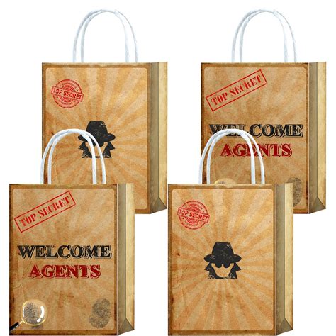 16Pcs Top Secret Party Favors Bags Treat Bags With Handle For Escape ...