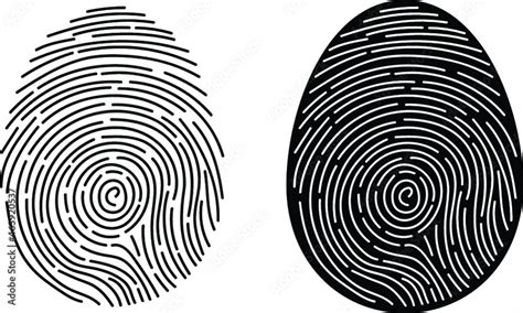 Fingerprint Clipart Set - Outline and Silhouette Graphics Stock Vector ...