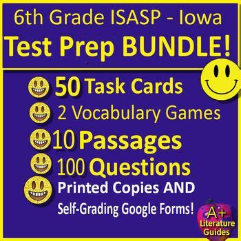 6th Grade ISASP Iowa ELA Reading Practice Tests, Task Cards, and Games ...