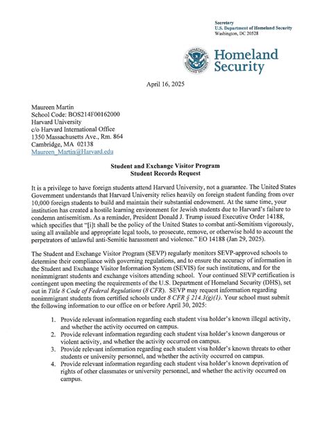 DHS demands 'detailed records' of student visa holders at Harvard ...