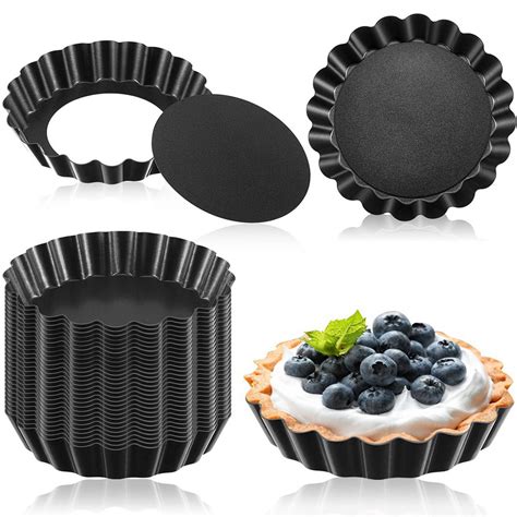 32PCS 3 Inch Mini Tart Pans Egg Tart Mold with Removable Bottom Round ...