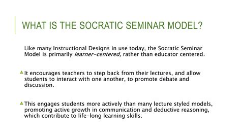The socratic seminar instruction model | PPTX