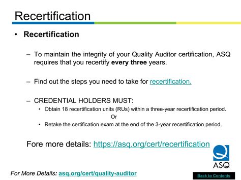 Overview of ASQ Certified Quality Auditor (CQA) | PDF