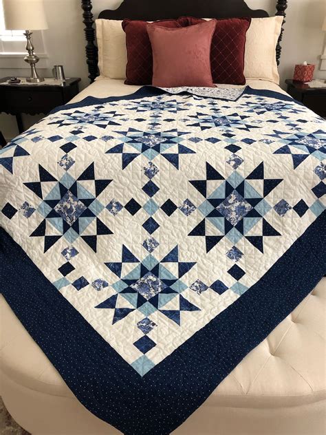 Blue and White Quilt Pattern for Modern Home Decor