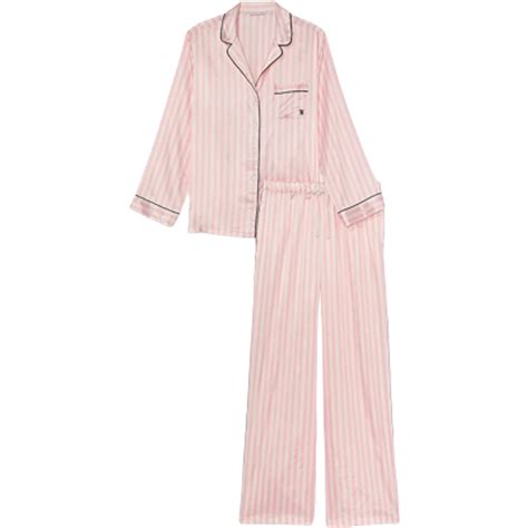 Victoria's Secret Satin Long Pajama Set - Pink Iconic Stripe • Price