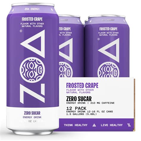 Amazon.com : ZOA Zero Sugar Energy Drinks, Frosted Grape - Sugar Free ...