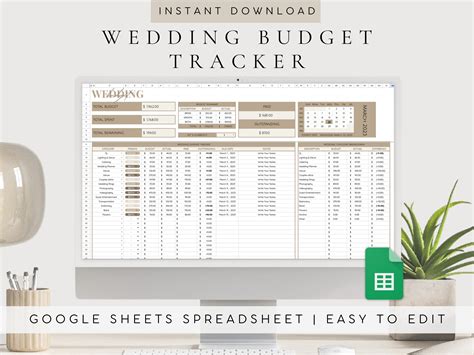 Wedding Budget Spreadsheet Template Google Sheets Wedding - Etsy