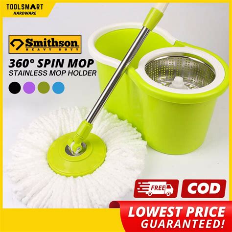 Smithson Magic Spin Mop Stainless Rotating Mop Bucket Mop Squeezer ...
