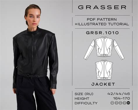 Buy Leather Jacket Pdf Sewing Pattern for Women | Sizes 42 / 44 / 46 ...