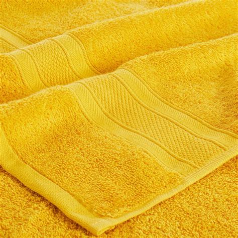 Buy TRIDENT Soft and Plush Mustard Yellow Cotton Textured Towel - Set ...