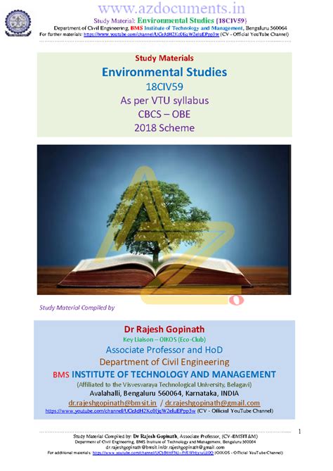 EVS bcs508 notes - Department of Civil Engineering, BMS Institute of ...