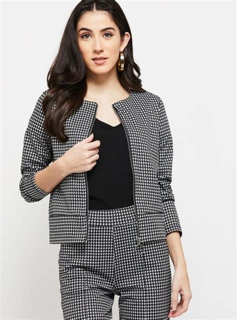 Buy Women Checkered Zip Closure Jacket Online at just Rs. 1399.0 ...