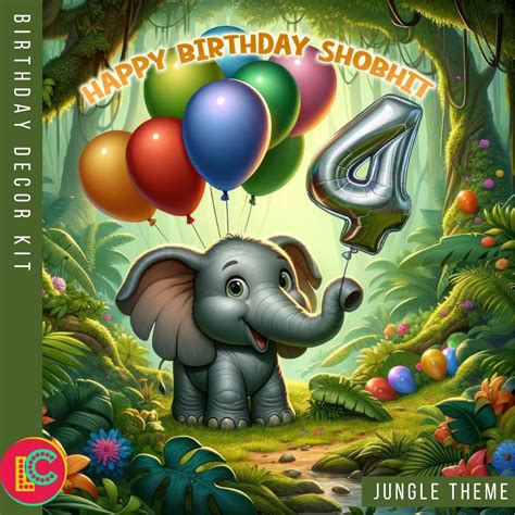 Jungle Theme | Personalized Birthday Decor Kit | 4th Year | Little ...