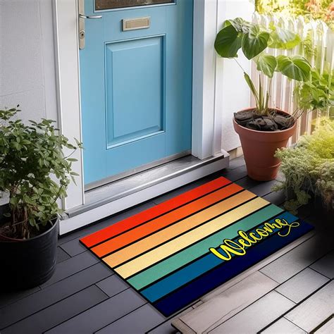 Amazon.com: Bulijojo Rainbow Entrance Door Mat Large 17 x 30 Inch Entry ...
