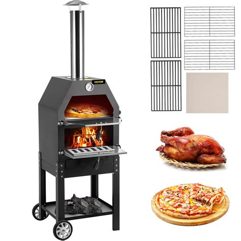 VEVOR Outdoor Pizza Oven, 12" Wood Fire Oven, 2-Layer Pizza Oven Wood ...