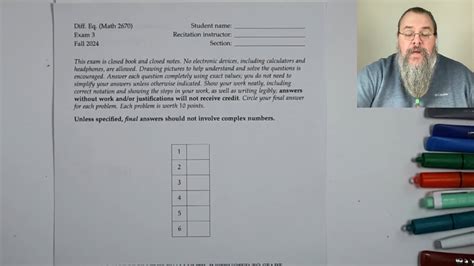 Diff Eq, Exam 3 walkthrough (Fall 2024)