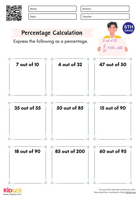 Percentage Worksheet for Grade 6 - Kidpid