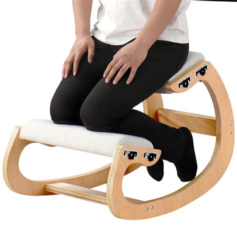 Adjustable Kneeling Chair Wooden Ergonomic Rocking Chair Improve Your ...